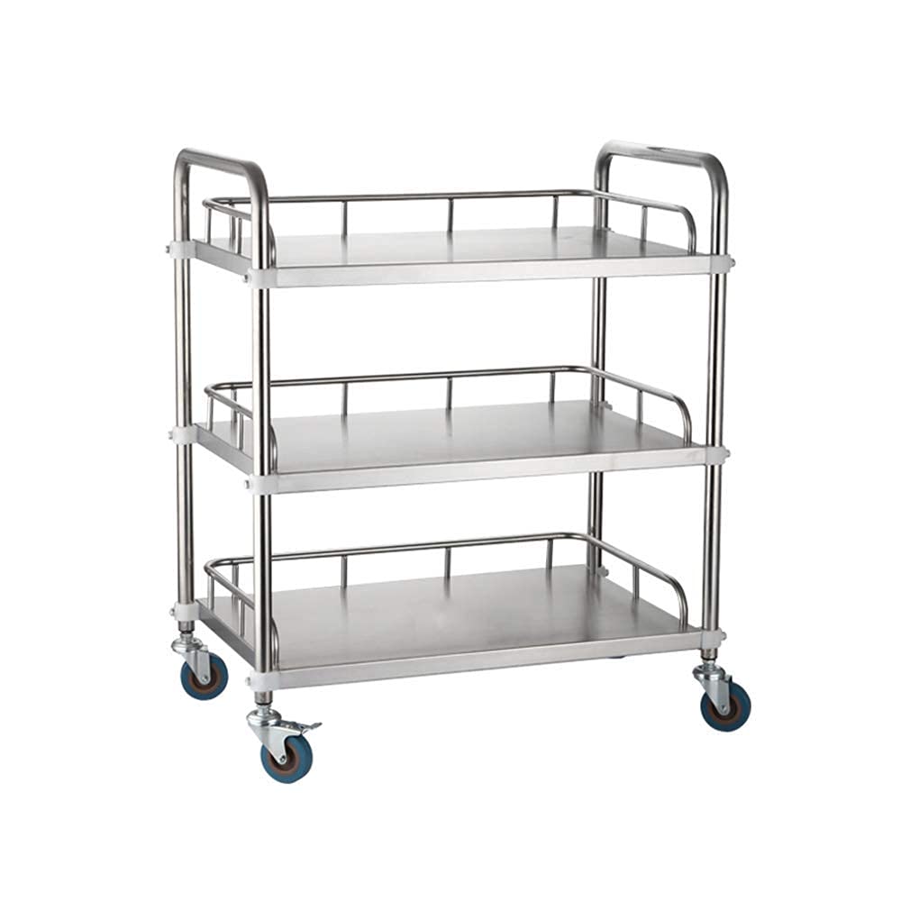 TKJfdTY Storage Trolley 3 Tier Steel Service Cart Kitchen Cart Storage Cart Rolling Cart Cart Easy Moving,66 * 44 * 86cm