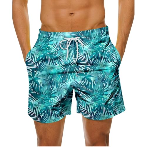 Beach Shorts for Men Casual Hawaiian Vacation Tropical Swim Pant with Pockets Trendy Palm Tree Graphic Party Shorts