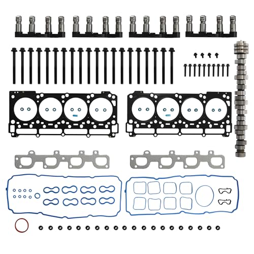 6.4 Hemi MDS Lifters Camshaft Kit Head Gaskets Set w/Head Bolts Fit For Dodge Challenger Charger Chrysler 300 Jeep Grand Cherokee 6.4L V8 2011-2019 53021726AD HS26568PT 5038419AB 5038786AB