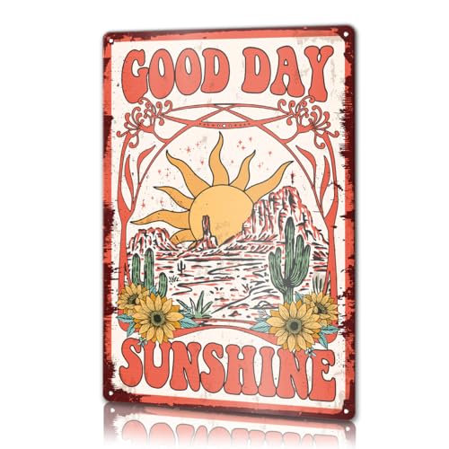 Vintage Hippie Good Day Sunshine Metal Sign Home Wall Decor, Boho Hippie 70s Themed...