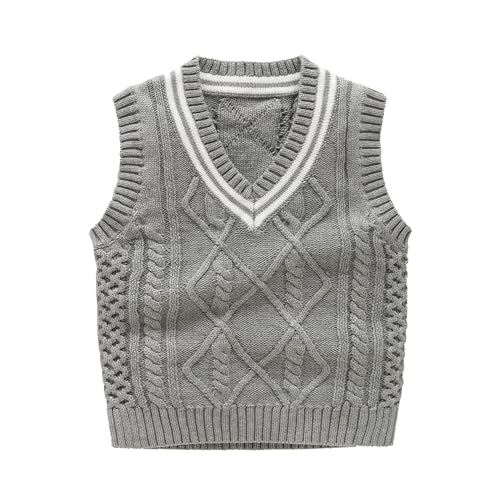 Vivobiniya Toddler boy Knit Vest V-Neck Cardigan Kids Autumn Clothes 6m-3Y (US, Age, 2 Years, 3 Years, Gray)
