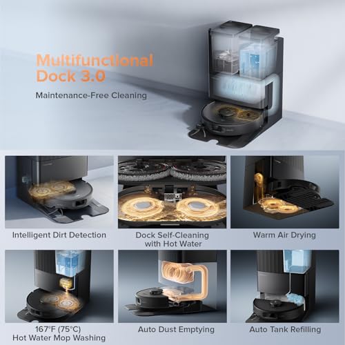 Image of Roborock Qrevo Edge S5A Robot Vacuum and Mop, 18,500Pa, Zero-Tangling, FlexiArm Side Brush, Hot Water Mop Washing & Self-Cleaning, Warm Air Drying, Self-Emptying, Black (Renewed)