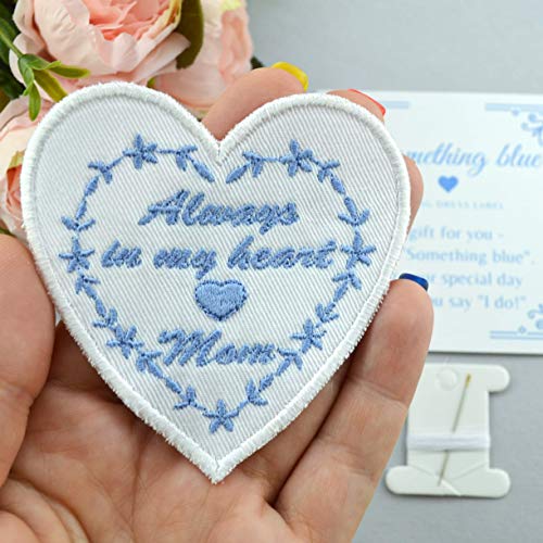 Wedding Dress Label Mother To Bride Wedding Gift Something Blue For Bride From Mom Embroidery Memory Patch Always In My Heart #TOP20