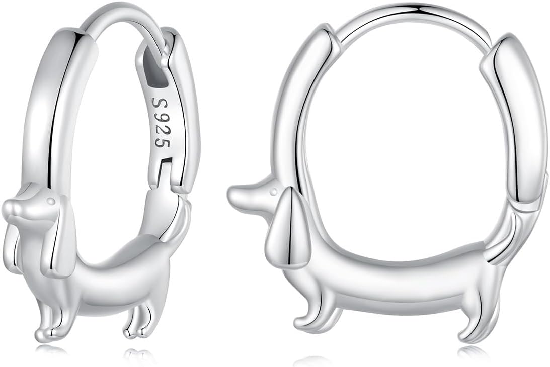 MUNDELL 925 Sterling Silver Dachshund Turtle Hoop Earrings for Women Green Zircon Eyes Snake Ear Buckles Statement Fine Jewelry