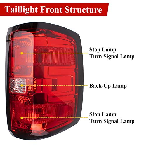 Vvavv Tail Light Assembly Compatible With 2014 2015 2016 2017 2018 Chevy Silverado 1500 2500Hd 3500Hd Gmc Sierra 3500 Hd Left Driver Side Bulb And Harness Included Gm2800261 23141274 23431875 #TOP2