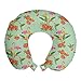 ABAKUHAUS Pelícano Cojín de Viaje para Soporte de Cuello, Flores Tropicales Strelitzia, Cómoda y Práctica Funda Removible Lavable, 30x30 cm, Verde pálido Multicolor