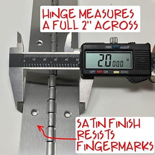 Heavy Duty 2" X 24" 201 Stainless Steel Piano Hinge - .060" Thick - ¾" S.s. Screws Included - 1 Pack #TOP3