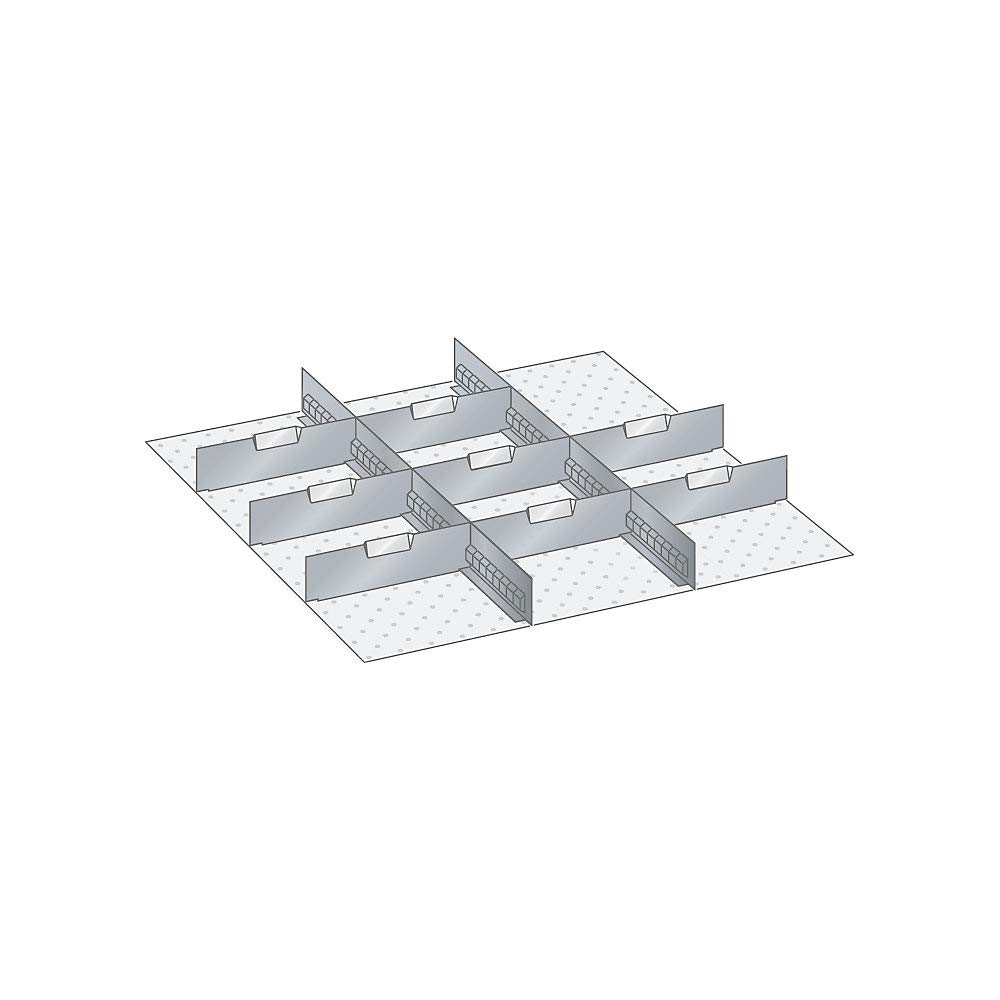 LISTA Dividers, Front Height 200 mm, 2 Slot Walls 36E, 8 Dividers 12E, Drawer Usable Size W x D 612 x 612 mm
