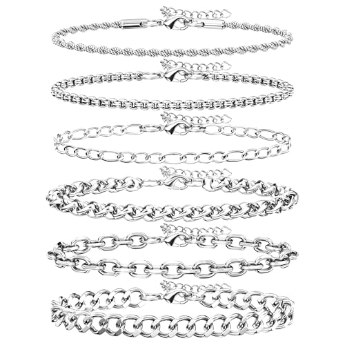 6 pulseras de acero inoxidable para hombre miniatura 1