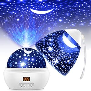 Sterrenlichtprojector voor kinderen, 2 toepassingen, 360° draaibaar nachtlampje sterrenhemel met 8 lichtmodi, timerbediening, nachtlampje baby sterrenhemel geschikt voor kinderkamer, feest, verjaardag decoratie.