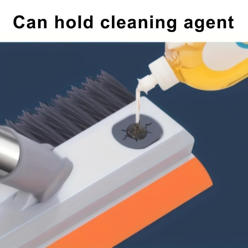 TEKCOOL Plastic 3 in 1 Toilet Bathroom Cleaning Brush with Wiper and Long Handle - 180° Rotate Floor Scrub Brush for Tiles, Home Kitchen Bathroom Accessories (Orange). - Image 6 thumbnail