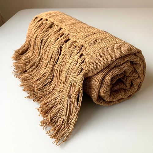 Kit 2 Mantas Para Sofá Caramelo Luxo e Cru 1,20x1,80m Decoração De Luxo E Proteção 100% Algodão