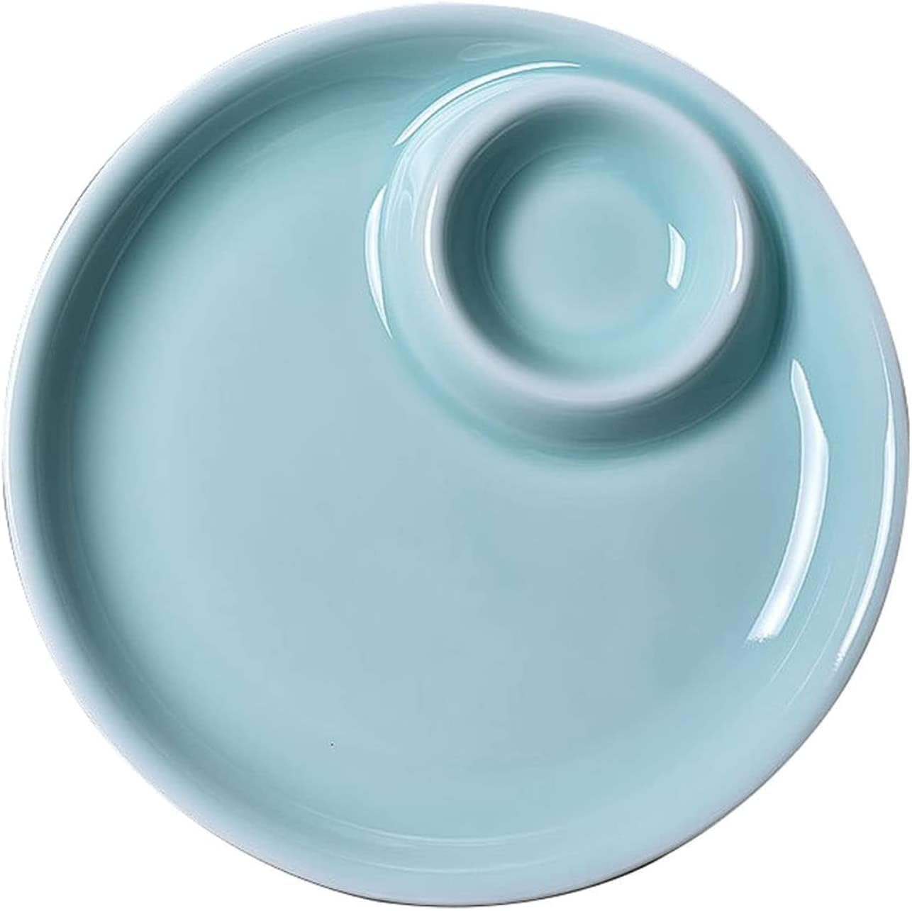 Dumpling plate with sauce dish,Fries Dish,Ceramic Chip and Dip Bowls, Dip and Chips Serving Dish, Chip Dip Serving Platter, Fits Sushi, Dumpling, Snack-A (Color : A) (Color : A)
