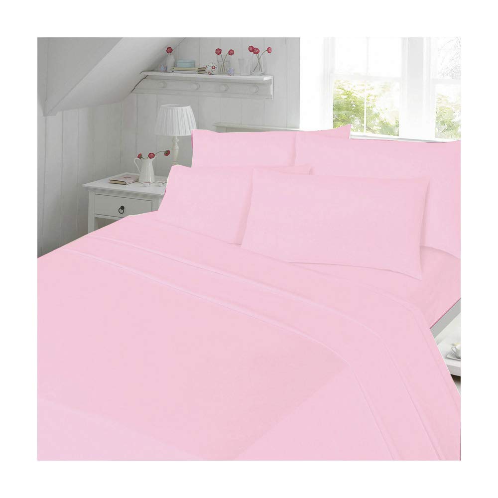 100% Egyptian Cotton Flat Sheet 200 Thread Count Single Size Bed Plain Dyed Bedding, Pink
