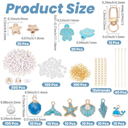 Kit de llaveros de conchas marinas SUNNYCLUE: manualidades completas sin piezas faltantes 3