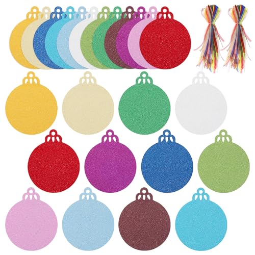 DECYOOL 168 Pcs Christmas Ball Gift Tags Glitter Blank Hanging