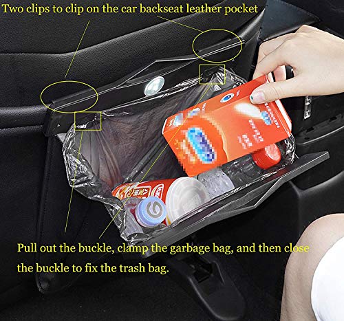 Image of Smart LED Car Trash Can, Bisposable Trash Bags 4Gallon, 150Counts Waterproof Leather Storage Pocket Portable Garbage Bag for Car Bathroom Home Bedroom Office Garbage Can