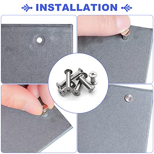 Hotusi Phillips Chicago Posts Binding Screws Assortment Kit,8 Sizes Of Round Flat Cross Head Chicago Screw Buttons Posts Rivets Stud Metal Screw For Diy Leather Craft And Bookbinding-M5 (80 Sets) #TOP5