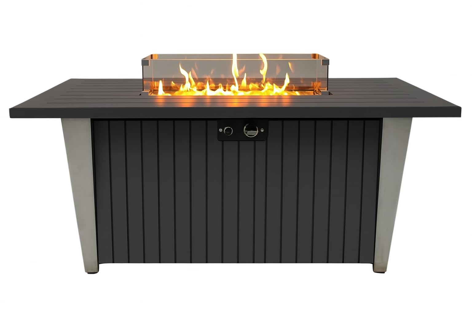 SereneLife 52 Inch Gas Fire Pit Table, 50,000 BTU Propane Pits for Outside with Steel Lid and Lava Rock, 2 in 1 Firepit Table Gatherings Parties on Patio Deck Garden Backyard