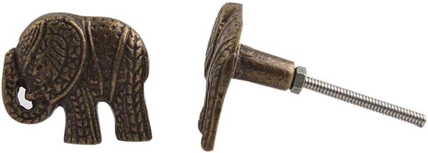 Indian Shelf 4 Piece Elephant Modern Dresser Knobs Drawer Handles Cabinet Pulls Decorative Style Iron