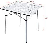 Vista 3 de Growsun Mesa de camping plegable, mesa de campamento cuadrada ligera de aluminio portátil con bolsa de transporte para exteriores e interiores