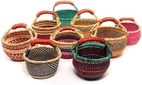 XL Bolga African Bolga Basket Fair Trade Ghana Baskets toys Egg baskets -17"-18" Across (COLORS VARY) 1 EA