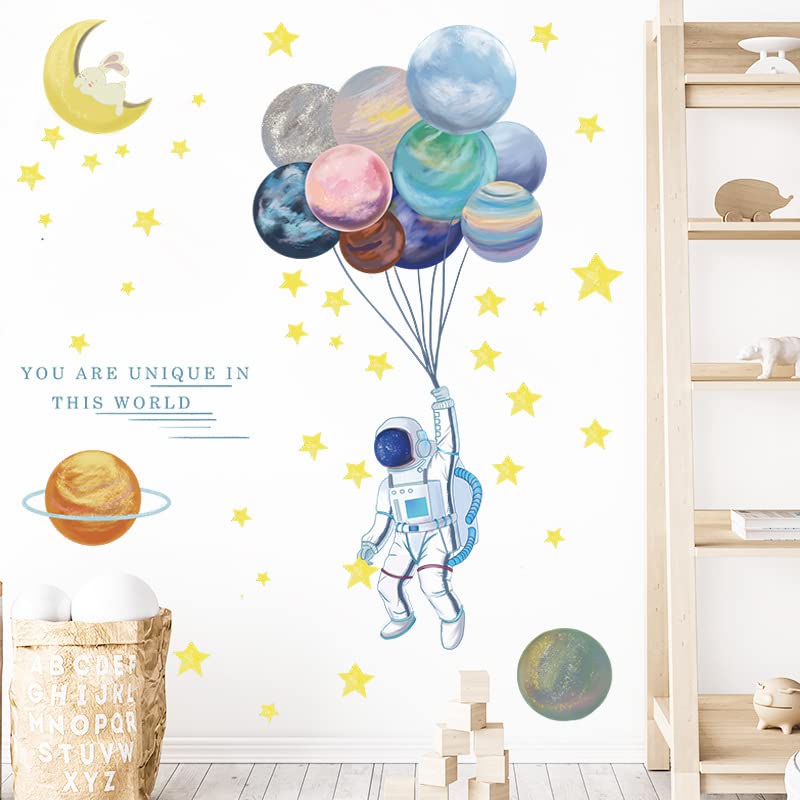 Vinilo decorativo de astronauta espacio planeta 2 piezas miniatura 6