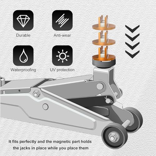 Image of Universal Magnetic Jack Pad, Aluminum Grooved Frame Rail Protector Pinch Weld Jack Adapter, Heavy Duty Slotted Magnetic Jacking Puck Pinch Weld Floor Jack Pad for Cars