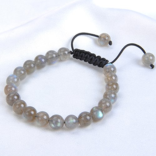 Image of Massive Beads Natural Healing Power Gemstone Crystal Beads Unisex Adjustable Macrame Bracelets 8mm