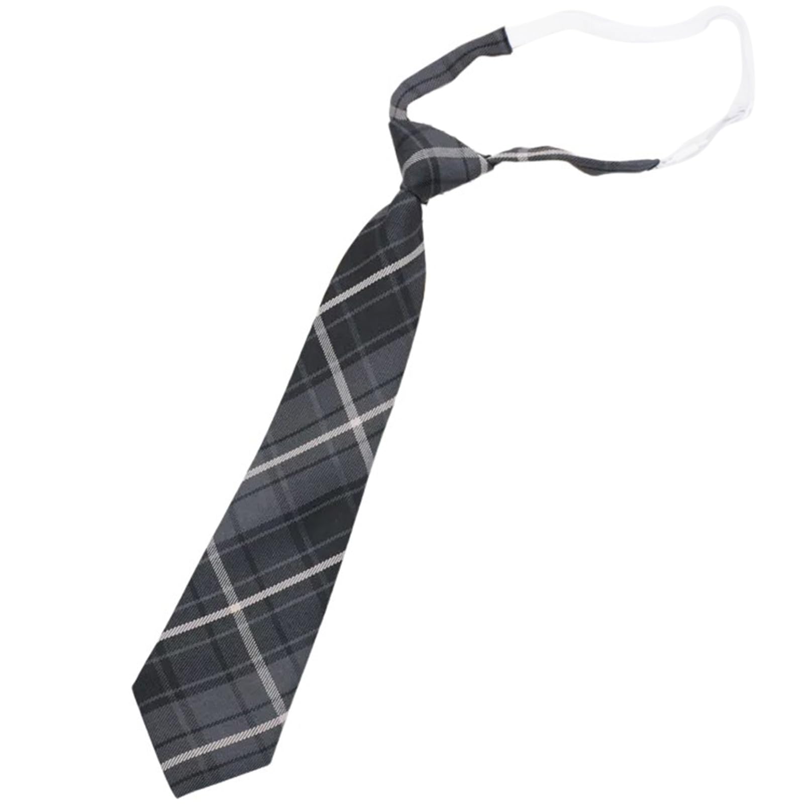 TWEW Corbata de cuello preatada a cuadros grises coreanos japoneses para uniforme escolar, corbata para estudiantes, corbatín para estudiantes