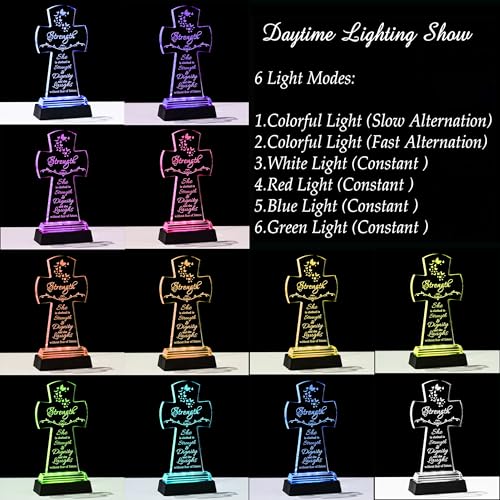 Image of Qianwei Crystal Cross Strength Inspirational Gift - Religious Catholic Baptism Communion Confirmation Gift for Women Sister