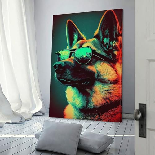 Tableau berger allemand pour habiller un mur vide avec une décoration rustique rétro de 30x45cm