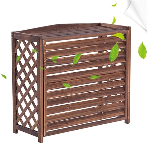 Housse de climatisation extérieure bois massif support fleurs 100x43x94 cm
