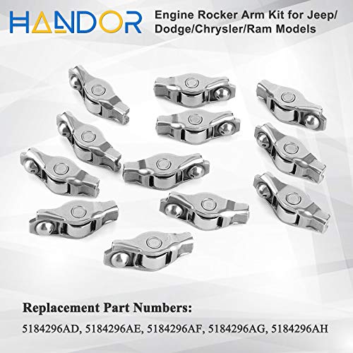 Handor Rocker Arms Compatible with Chrys-Ier 200 300 Dodge Ram 1500 Challenger Charger Journey Avenger Jee-p Grand Cherokee Wrangler 3.6L Engine 2011-2020 Replacement# 5184296AG 5184332AA, Pack of 12