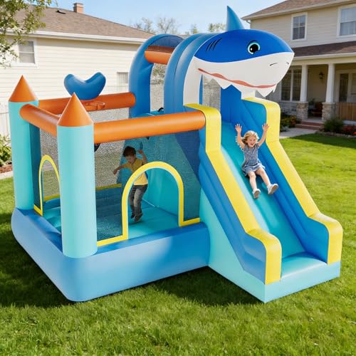Garvee Inflatable Bounce House, Kids Bounce House, Jump Bouncer with Air Blower and Slide, Jumping Family Backyard Bouncy Castle for Indoor & Outdoor,