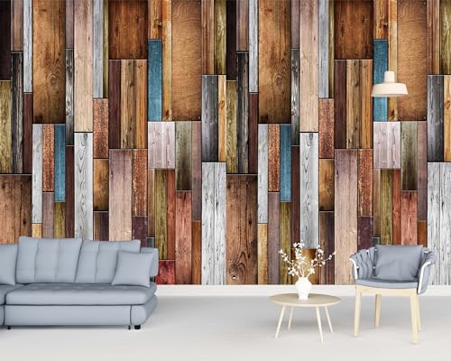 Papier peint bois coloré pour masquer les défauts du mur et décorer