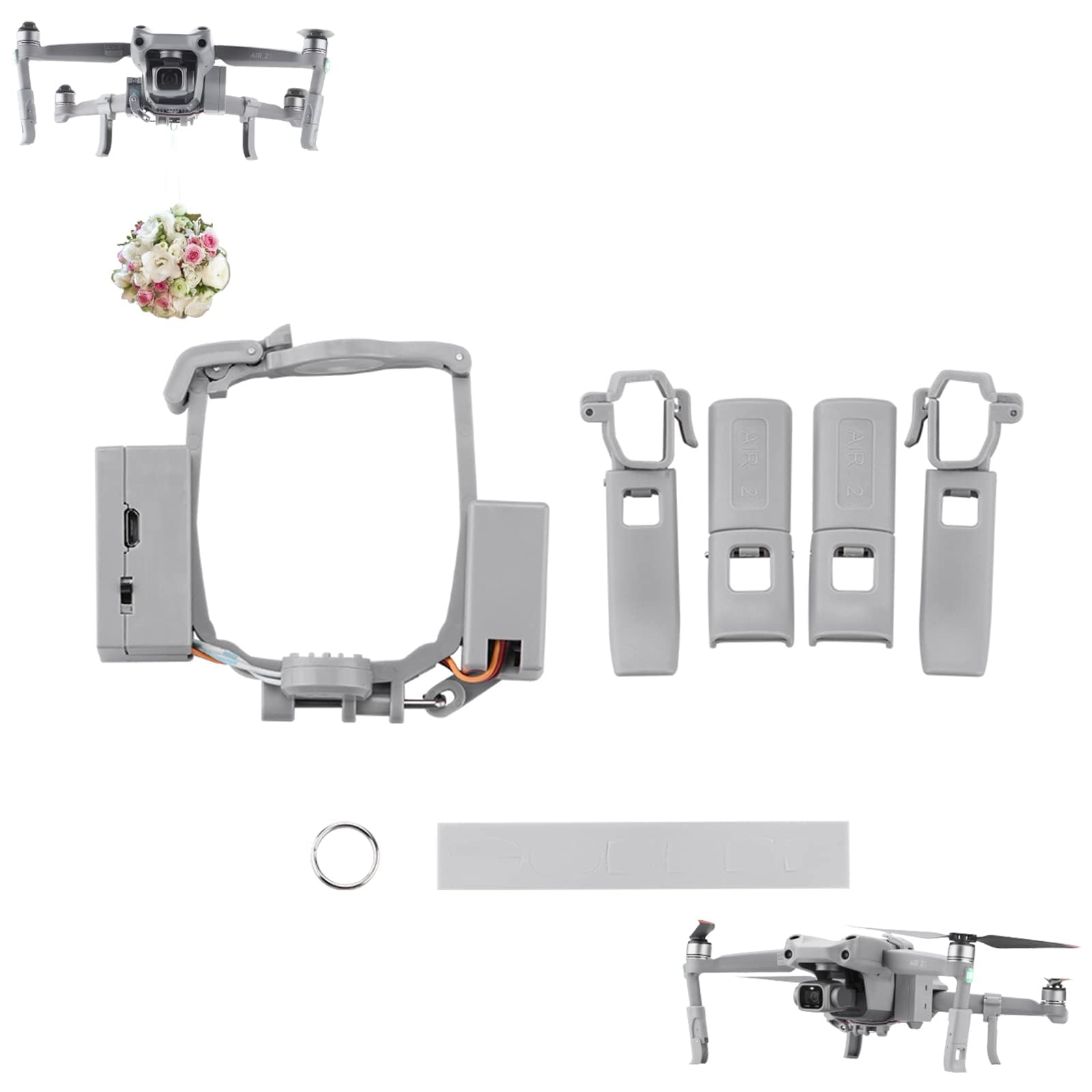 Mavic Air 2S Airdrop System Payload Release Transport Delivery Dropper with Landing Gear for DJI Mavic Air 2/Air 2S Release Fishing Bait, Wedding, Search & Rescue Kit Accessories
