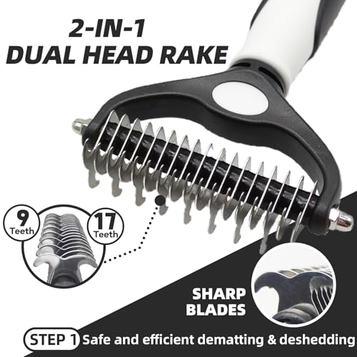 Image of Dog Brush for Shedding, 7 PCS Dog Grooming Brush Kit, Undercoat Rake, Slicker Brush, Deshedding Comb, Bath Brush, Nail Clipper for Long & Short Haired Dogs & Cats, Black