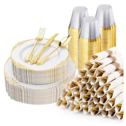 Best garden wedding venue in antipolo Gold Trim Disposable Plates Set for 50 Guests