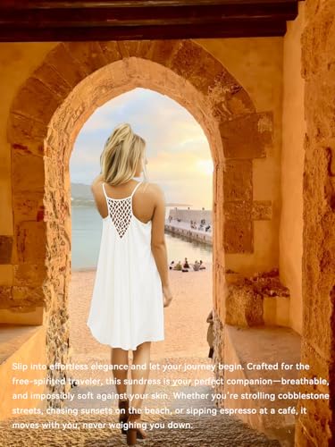 Image of Women's Chiffon Summer Casual Sundress Spaghetti Strap Tank Beach Dresses Bathing Suit Coverup