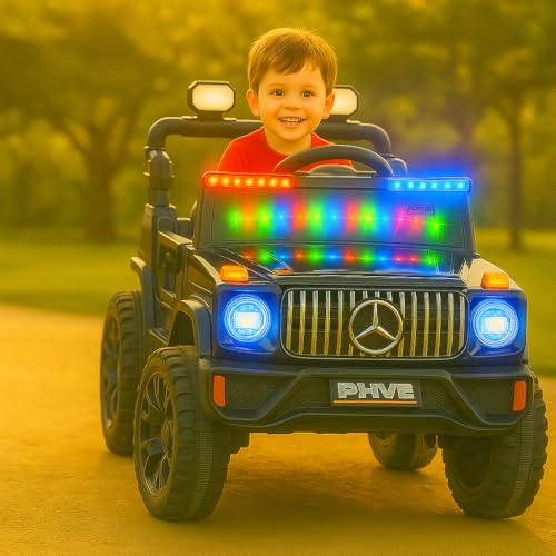 Image of Toyify 12V Electric Ride-On Jeep for Kids (Black) | Battery Operated Car with Lights, Music & Remote Control | Ride on Electric Car /Jeep for Boys & Girls Age 1-6 Years with Accelerator