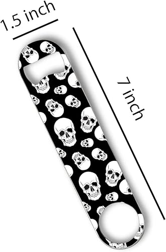 Miniatura 2 de Abrebotellas de acero inoxidable con diseño de calavera Abrebotellas plano duradero para el hogar, cocina, bar, restaurante, fiesta, 7 pulgadas