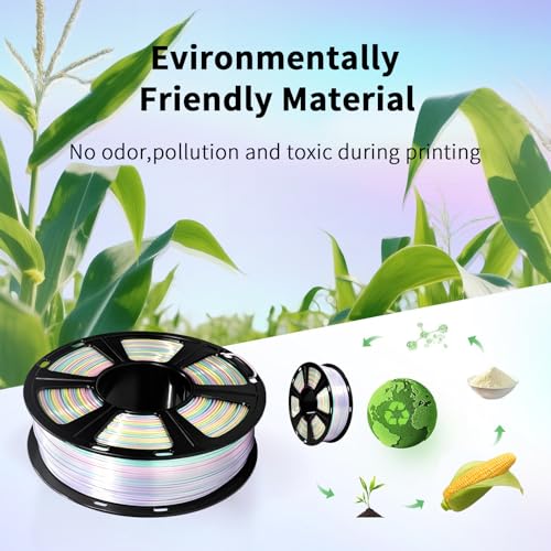Image of GEEETECH Silk Rainbow PLA Filament 1.75mm, 3D Printer Filament 1kg Spool (2.2lbs), Shiny Multicolor Gradient PLA, + /- 0.02 mm Accuracy, Low Warping, 3D Printing Filament Fits Most FDM 3D Printers