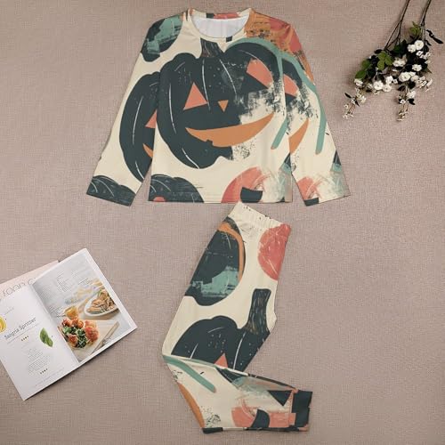 Halloween Cute PumpkinsBoys Casual Comfort Pajamas, Long Sleeve Pajama Set110CM3
