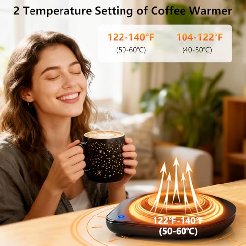 Image of Tsmsv Coffee Cup Warmer with Mug Set: 2026 Upgraded Gifts for Christmas, Black