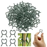 VEGCOO 200 Stück grüne Pflanzenclips - Wiederverwendbare Pflanzenklammern, ideale Kletterhilfe und Rankhilfe für Tomaten und andere Gemüsesorten, Pflanzenc lammern für alle Gartenbedürfnisse (L)