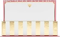 Graphique Gold Heart Flat Note Cards: 50 Pink Border Stationery with Gold Hearts, Matching Envelopes for Thank Yous & Invites, 5.625x3.5"