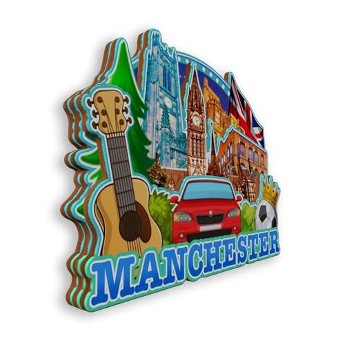 Imán refrigerador decorativo Manchester UK de madera miniatura 2