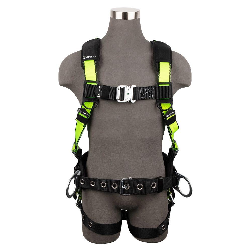 Safewaze FS170-QC-S PRO Construction Harness: 3D, QC Chest, TB Legs, Fixed Waist Pad (S)