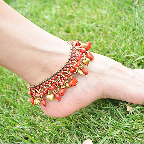 Image of kelistom Bohemian Ankle Bracelets for Women Handmade Natural Stone Beaded Chain Anklet